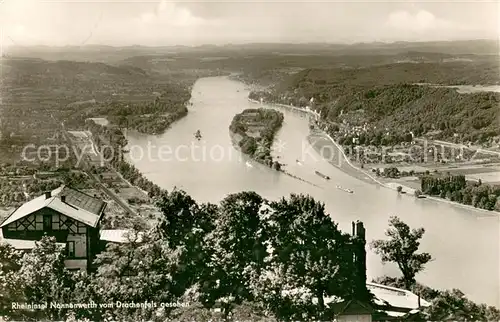 AK / Ansichtskarte Koenigswinter Rheininsel Nonnenwerth vom Drachenfels gesehen Koenigswinter
