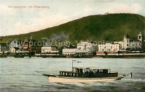 AK / Ansichtskarte Koenigswinter Blick ueber den Rhein Petersberg Hotel Fahrgastschiff Koenigswinter