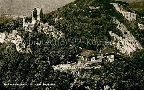 AK / Ansichtskarte Koenigswinter Hotel Restaurant auf dem Drachenfels Fliegeraufnahme Koenigswinter