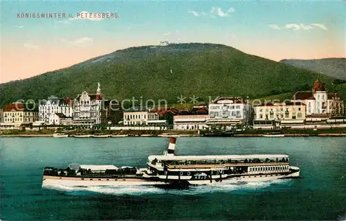 AK / Ansichtskarte Koenigswinter Blick ueber den Rhein Petersberg Hotel Rheinschiff Elsa Koenigswinter