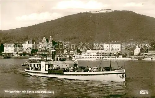 AK / Ansichtskarte Koenigswinter Blick ueber den Rhein Petersberg Hotel Rheinfaehre "Koenigswinter II" Koenigswinter