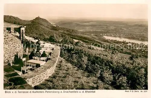 AK / Ansichtskarte Koenigswinter Blick von Terrasse des Kurhotels Petersberg Drachenfels Rheintal Koenigswinter