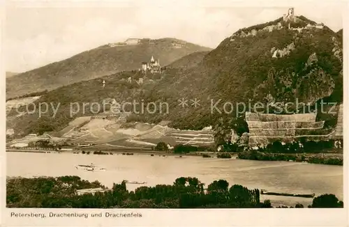 AK / Ansichtskarte Koenigswinter Blick ueber den Rhein Petersberg Drachenburg Drachenfels Koenigswinter
