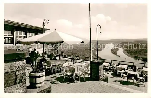 AK / Ansichtskarte Koenigswinter Hotel Restaurant auf dem Drachenfels Rheinterrasse Blick ins Rheintal Koenigswinter