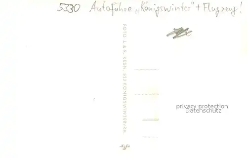 AK / Ansichtskarte Bad_Godesberg Bootsanleger Autofaehre Motorflugzeug Koenigswinter Blick zum Drachenfels Bad_Godesberg