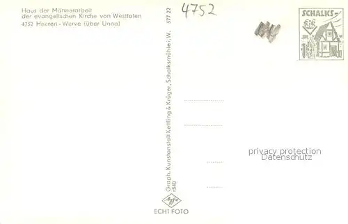 AK / Ansichtskarte Heeren Werve Haus der Maennerarbeit der ev. Kirche von Westfalen Speisesaal Halle Heeren Werve