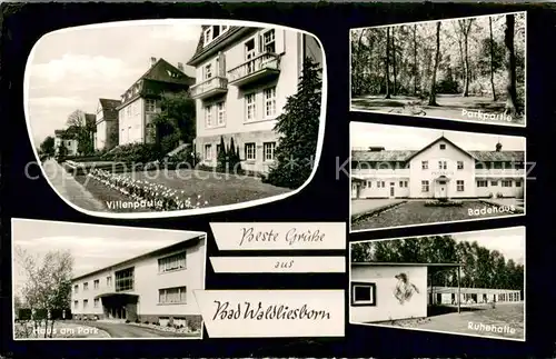 AK / Ansichtskarte Bad_Waldliesborn Villen Kurpark Badehaus Haus am Park Ruhehalle Bad_Waldliesborn