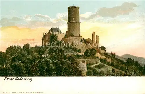 AK / Ansichtskarte Bad_Godesberg Burgruine Godesburg Litho Bad_Godesberg