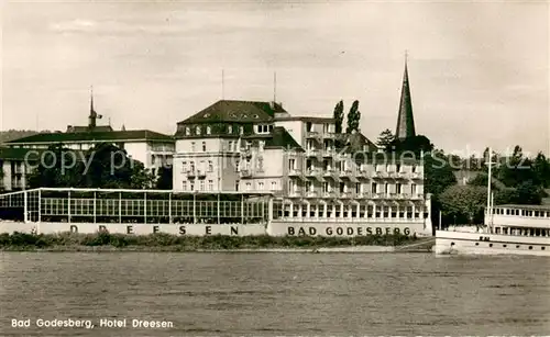 AK / Ansichtskarte Bad_Godesberg Blick ueber den Rhein zum Hotel Dreesen Rheinfaehre Bad_Godesberg