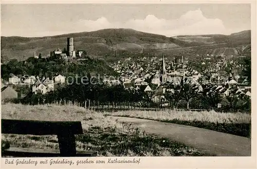 AK / Ansichtskarte Bad_Godesberg Stadtpanorama mit Blick zur Godesburg gesehen vom Katharinenhof Bad_Godesberg