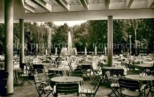 AK / Ansichtskarte Bad_Godesberg Stadthalle Restaurant Terrasse Wasserspiele Park Bad_Godesberg