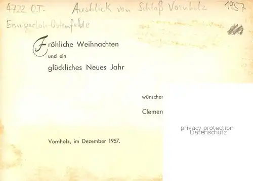 AK / Ansichtskarte Vornholz Schloss Park Weihnachts  und Neujahrskarte Vornholz