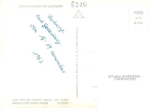 AK / Ansichtskarte Bad_Godesberg Jugendherberge Poesie Goethe Bad_Godesberg