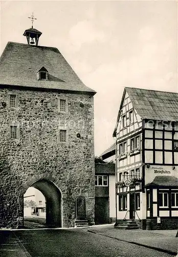 AK / Ansichtskarte Bad_Muenstereifel Orchheimer Tor Gasthaus En de Hoell Fachwerkhaus Bad_Muenstereifel