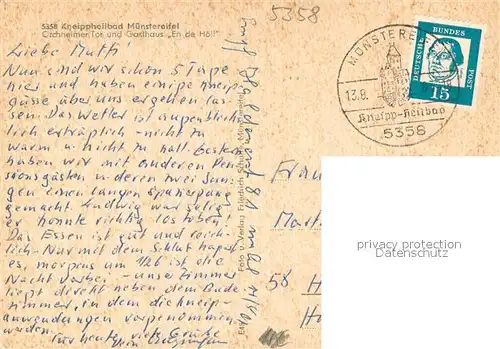 AK / Ansichtskarte Bad_Muenstereifel Orchheimer Tor Gasthaus En de Hoell Fachwerkhaus Bad_Muenstereifel