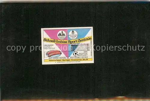 AK / Ansichtskarte Herringen Schnellimbiss Sport Zentral Visitenkarte Herringen