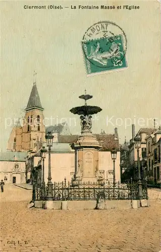 AK / Ansichtskarte Clermont_Oise Fontaine Masse et l eglise Clermont_Oise