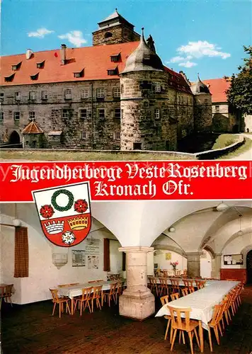 AK / Ansichtskarte Kronach_Oberfranken Jugendherberge Veste Rosenberg Speisesaal Wappen Kronach Oberfranken