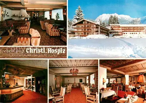 AK / Ansichtskarte Oberstdorf Kneippkurhaus Christliches Hospiz Aufenthaltsraum Restaurant Empfang Winterlandschaft Oberstdorf