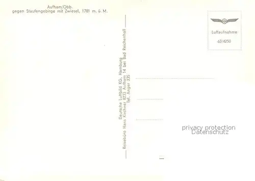 AK / Ansichtskarte Aufham_Anger gegen Staufengebirge mit Zwiesel Berchtesgadener Alpen Fliegeraufnahme Aufham Anger