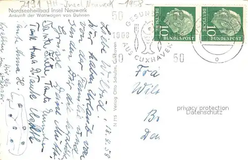 AK / Ansichtskarte Neuwerk_Cuxhaven_Nordseebad Nordseeheilbad Insel Ankunft der Wattwagen von Duhnen Neuwerk_Cuxhaven