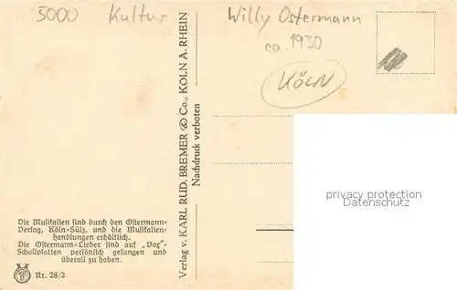 AK / Ansichtskarte Koeln_Rhein Schwiegermutter Liedtext von Willi Ostermann Koeln_Rhein