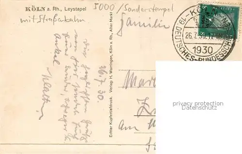 AK / Ansichtskarte Koeln_Rhein Leystapel Koeln_Rhein