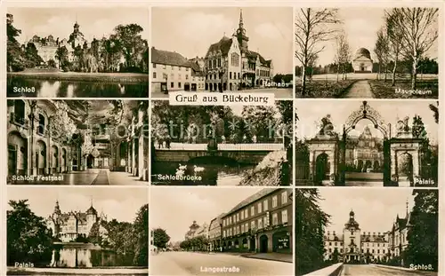 AK / Ansichtskarte Bueckeburg Schloss Rathaus Mausoleum Festsaal Schlossbruecke Palais Langestrasse Bueckeburg