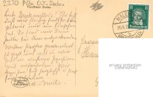 AK / Ansichtskarte Ploen_See Forsthaus Dodau Ploen_See