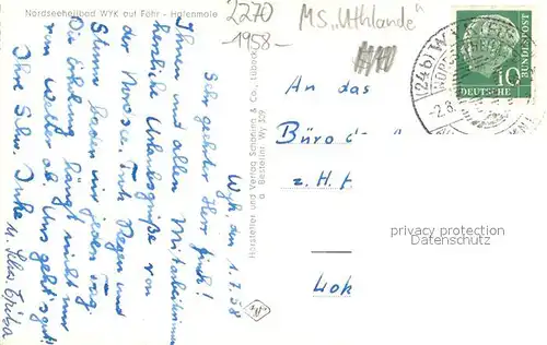 AK / Ansichtskarte Wyk_Foehr Hafenmole Foehr