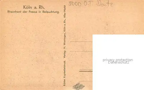 AK / Ansichtskarte Koeln_Rhein Rheinfront der Pressa in Beleuchtung Koeln_Rhein