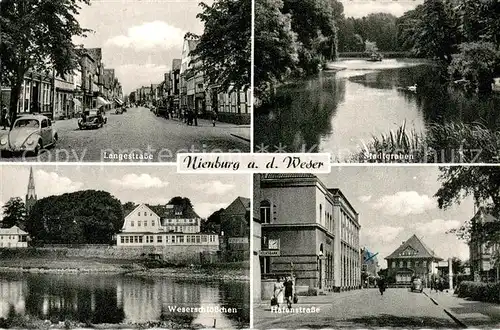 AK / Ansichtskarte Nienburg_Weser Langestrasse Stadtgraben Weserschloesschen Hafenstrasse Nienburg Weser