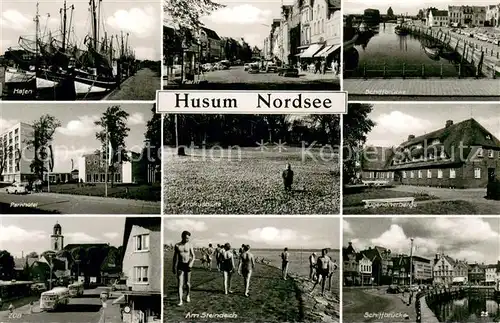 AK / Ansichtskarte Husum_Nordfriesland Hafen Schiffbr?cke Parkhotel Krokusbl?te Jugendherberge Steindeich  Husum_Nordfriesland