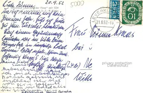 AK / Ansichtskarte Koeln_Rhein Weinhaus Kuniberg der Fiese Koeln_Rhein