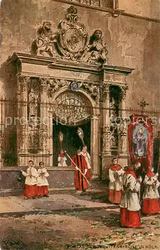AK / Ansichtskarte Koeln_Rhein Portal der Jesuitenkirche Kuenstlerkarte Koeln_Rhein