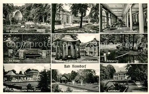 AK / Ansichtskarte Bad_Nenndorf Kurpark Hotel Esplanade Wandelhalle Am Krater Trinkhalle Erlengrund Hotel Haus Cassel Sonnengarten Schloesschen Bad_Nenndorf