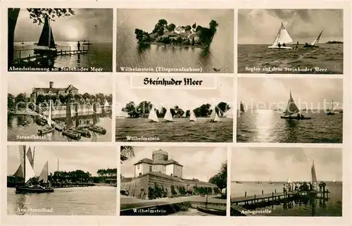 AK / Ansichtskarte Steinhuder_Meer Abendstimmung Wilhelmstein Segler Strandhotel Strandbad Festung Anlegerstelle Steinhuder Meer