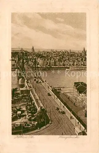 AK / Ansichtskarte Koeln_Rhein Haengebruecke Koeln_Rhein