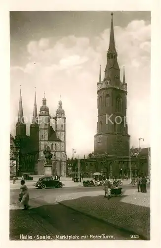 AK / Ansichtskarte Halle_Saale Marktplatz Roter Turm Kirche NS Losbude Halle_Saale