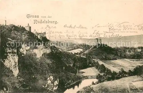 AK / Ansichtskarte Saaleck Panorama Blick zur Rudelsburg Saaleck