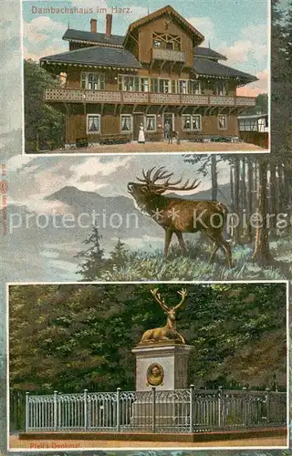 AK / Ansichtskarte Thale_Harz Dambachhaus ehem. Jagdresidenz des Kronprinzen Wilhelm von Preussen Hirsch Pfeil s Denkmal Gedicht Thale_Harz