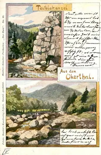 AK / Ansichtskarte Thale_Harz Teufelskanzel Okerthal Kuenstlerkarte signiert Thale_Harz