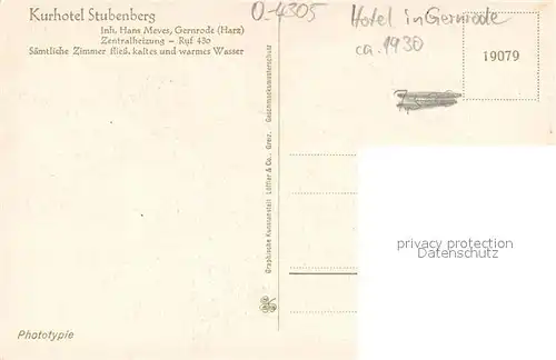 AK / Ansichtskarte Gernrode_Harz Panorama Blick auf Kurhotel Stubenberg Gernrode Harz