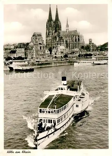 AK / Ansichtskarte Koeln_Rhein Dom Rheindampfer Koeln_Rhein