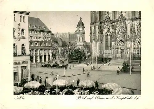 AK / Ansichtskarte Koeln_Rhein Dom und Hauptbahnhof Koeln_Rhein