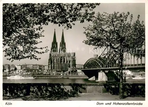 AK / Ansichtskarte Koeln_Rhein Dom und Hohenzollernbruecke Koeln_Rhein