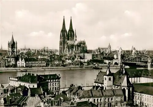 AK / Ansichtskarte Koeln_Rhein Blick vom Deutz auf Dom Koeln_Rhein