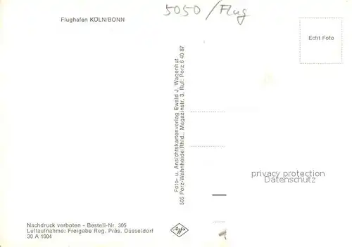 AK / Ansichtskarte Koeln_Rhein Flughafen Koeln Bonn Fliegeraufnahme Koeln_Rhein