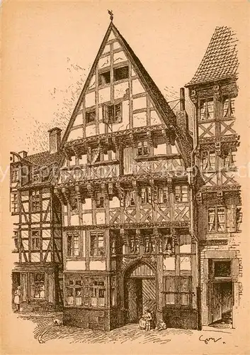 AK / Ansichtskarte Hannover Fachwerkhaus Baudenkmal Kuenstlerkarte Hannover