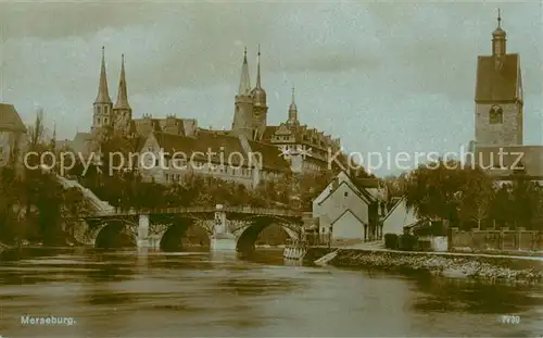 AK / Ansichtskarte Merseburg_Saale Blick ueber die Saale zur Altstadt mit Dom Merseburg_Saale